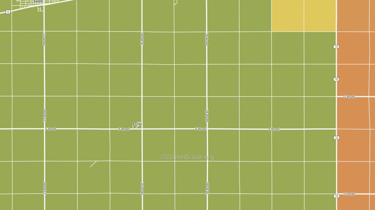 Keene, NE Map of Burglary Rates