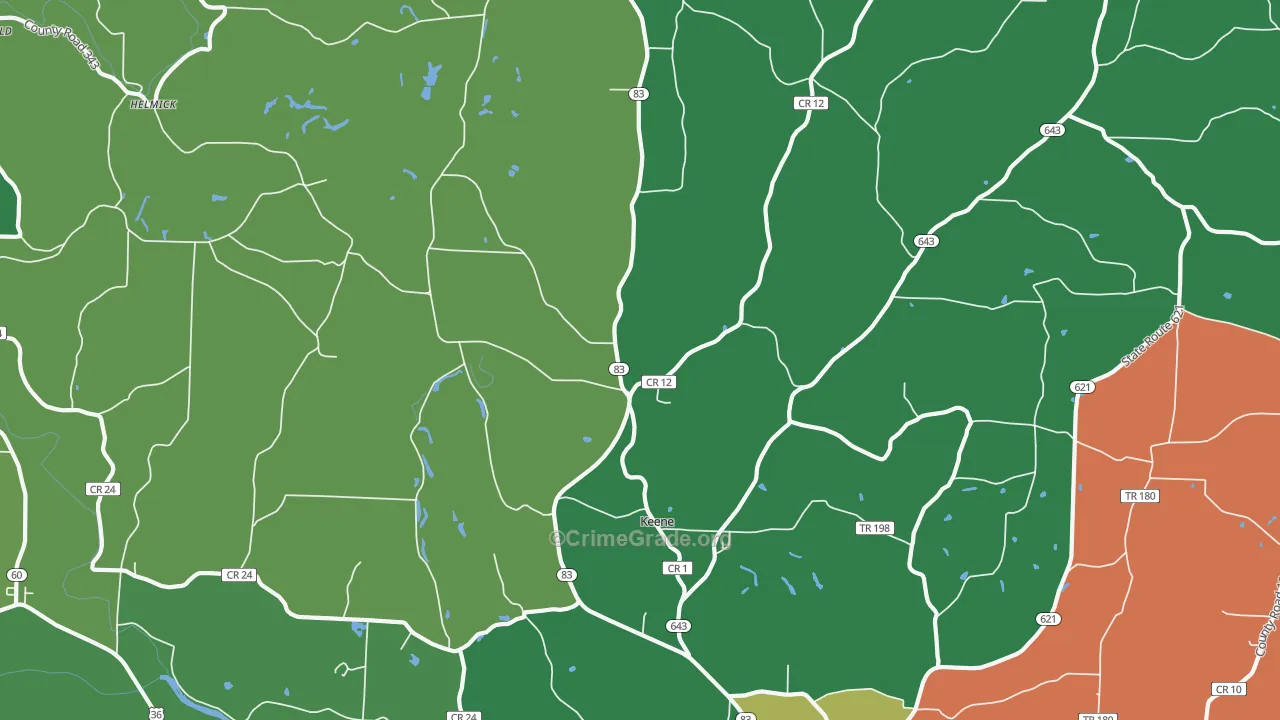 Keene, OH Map of Burglary Rates