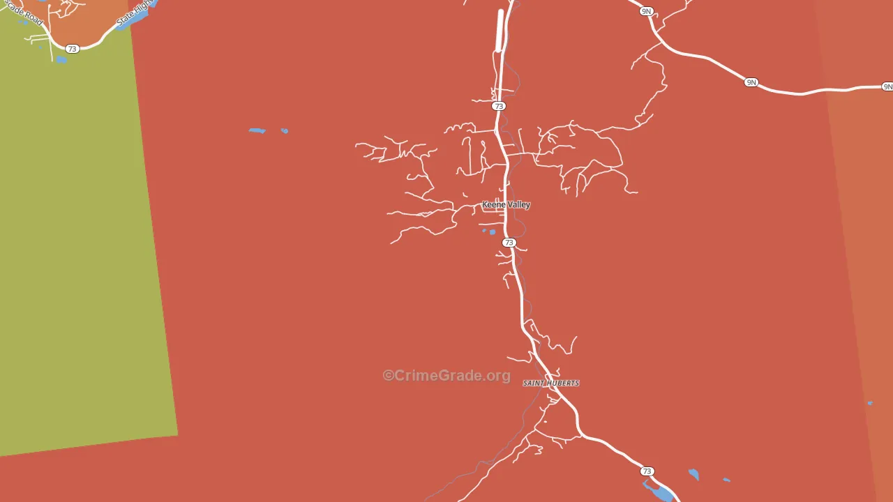 Keene Valley, NY Map of Burglary Rates