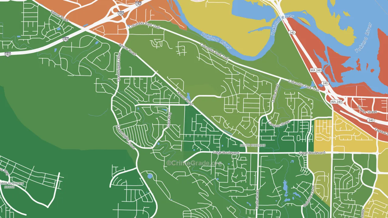 Keene Valley, Richland, WA Map of Burglary Rates