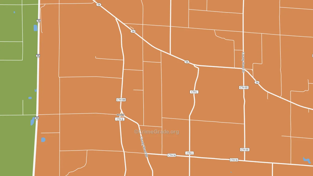 Keene, WI Map of Burglary Rates