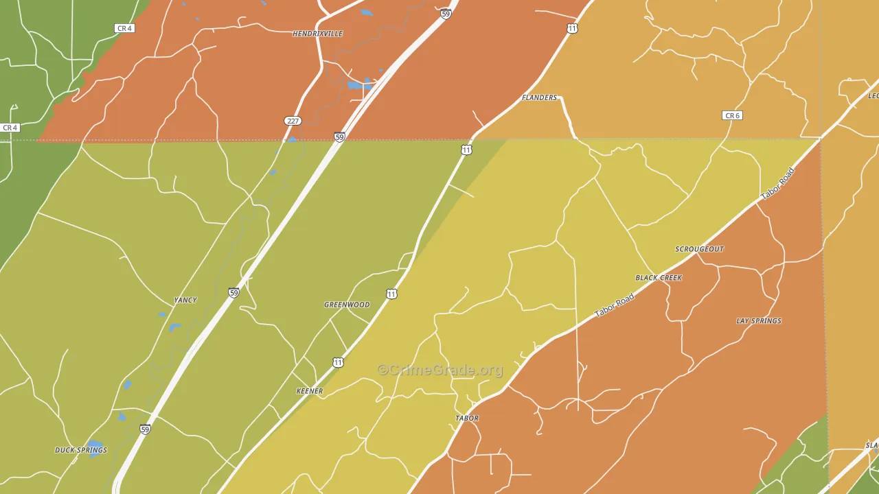 Keener, AL Map of Burglary Rates
