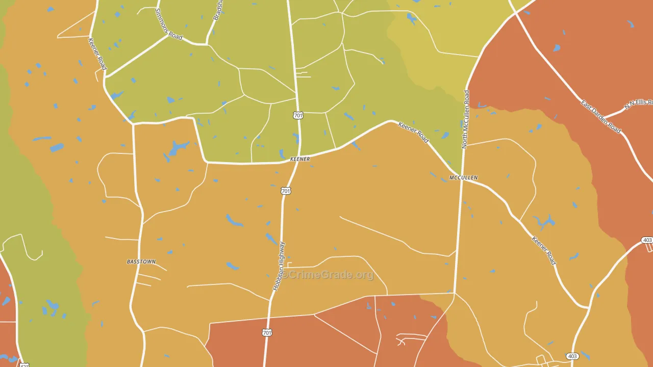 Keener, NC Map of Burglary Rates