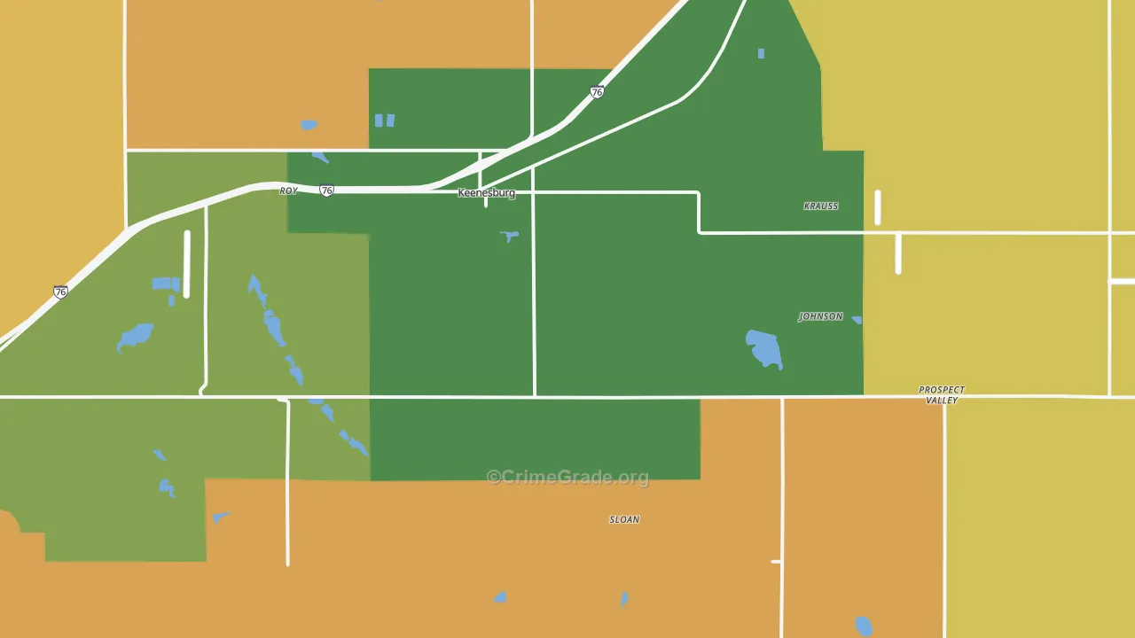 Keenesburg, CO Map of Burglary Rates