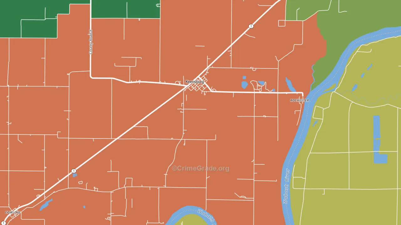 Keensburg, IL Map of Burglary Rates