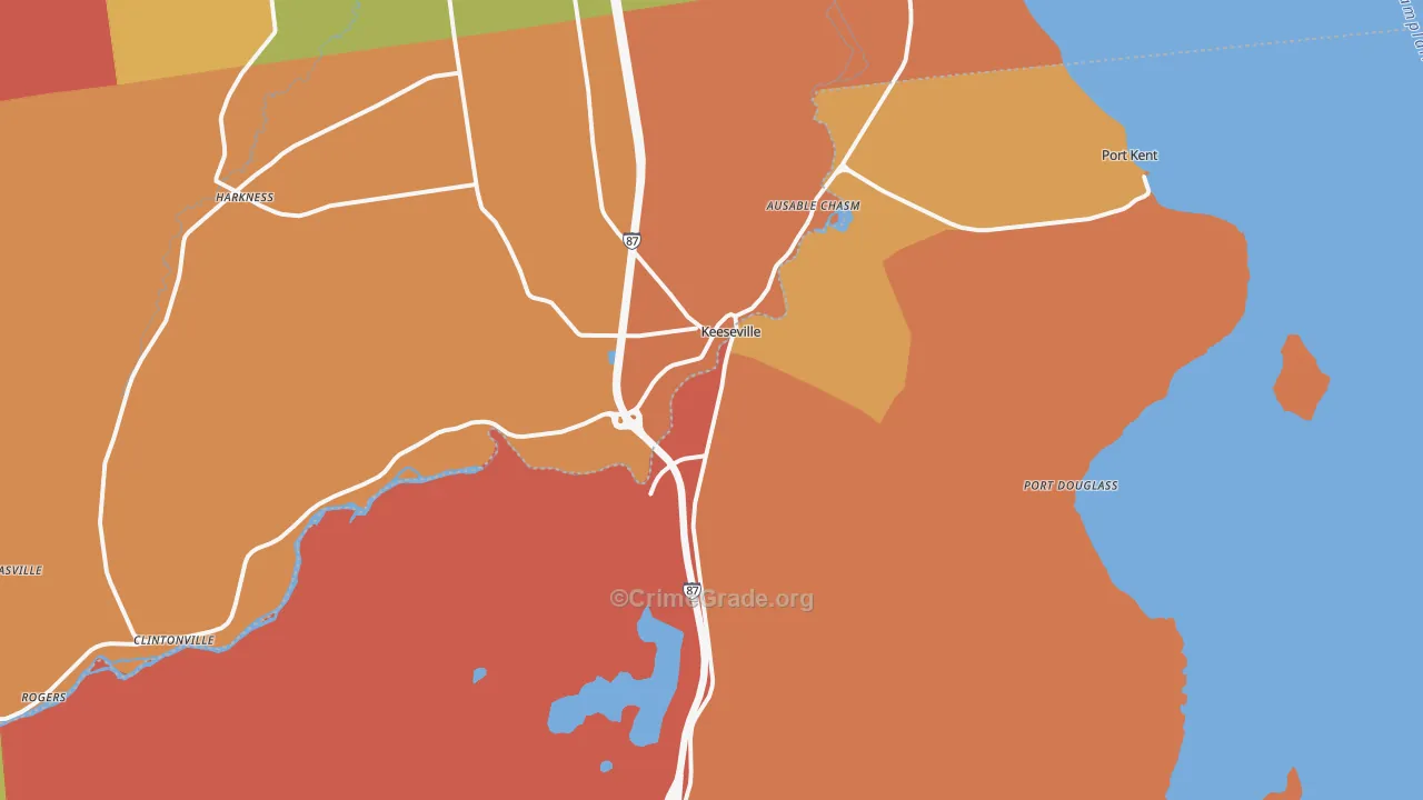 Keeseville, NY Map of Burglary Rates