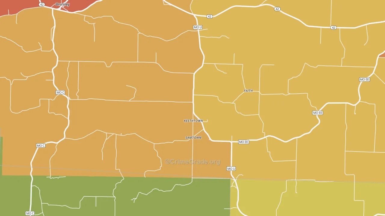 Keethtown, MO Map of Burglary Rates