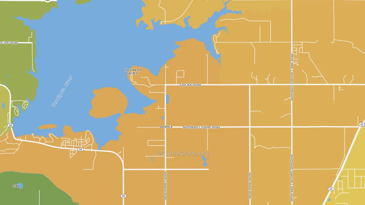 Keetonville, OK Map of Burglary Rates
