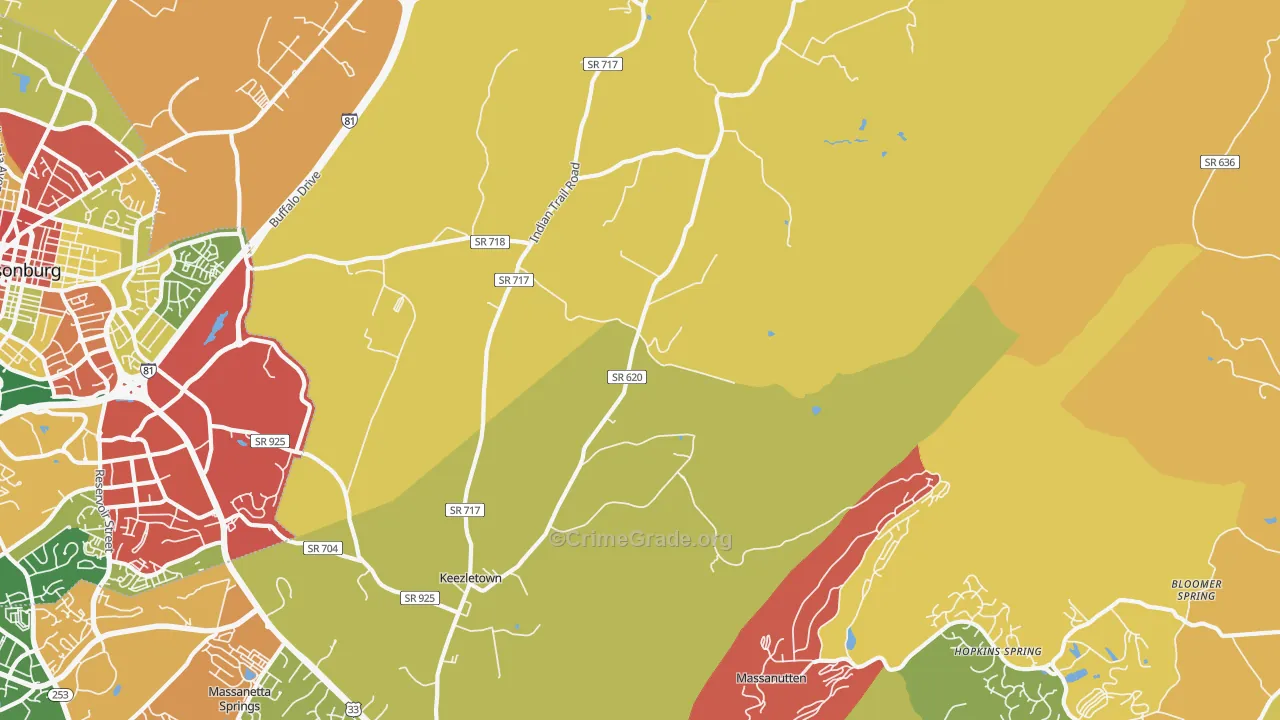 Keezletown, VA Map of Burglary Rates