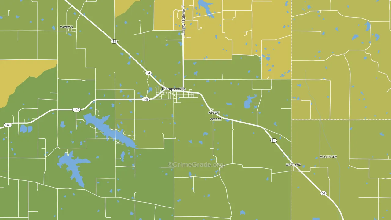 Kegley, IL Map of Burglary Rates
