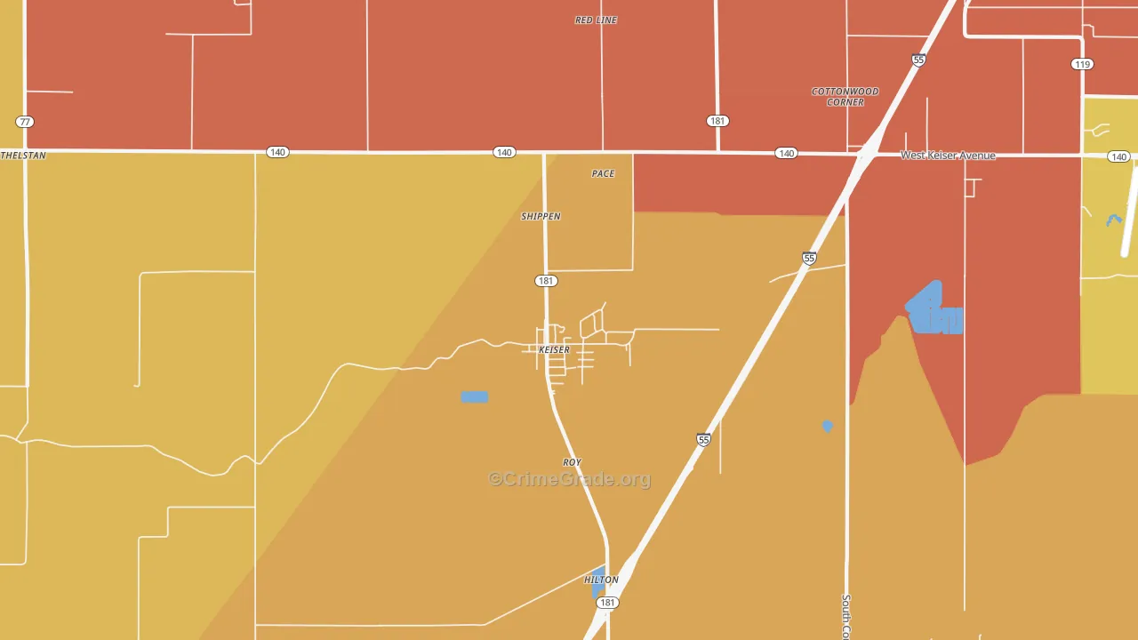 Keiser, AR Map of Burglary Rates