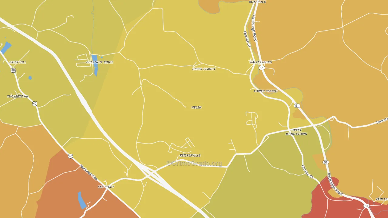 Keisterville, PA Map of Burglary Rates