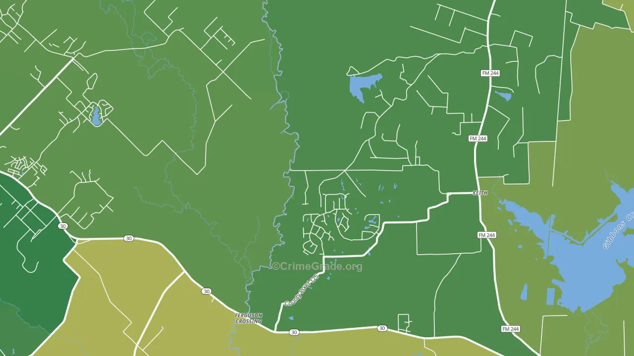Keith, TX Map of Burglary Rates