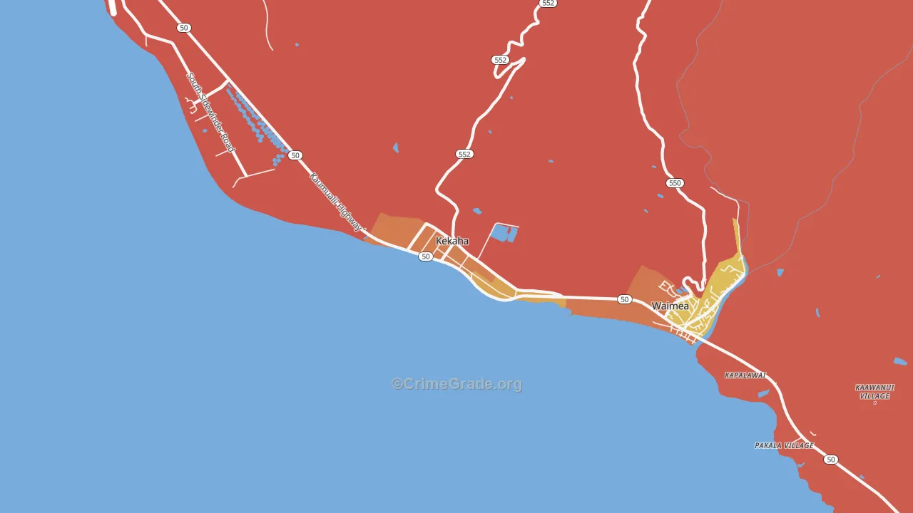 Kekaha, HI Map of Burglary Rates
