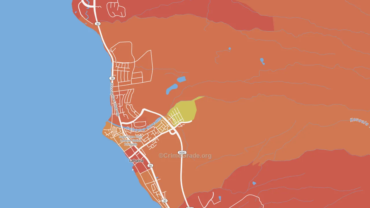 Kelawea, HI Map of Burglary Rates