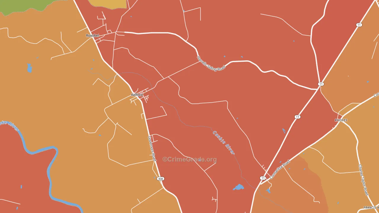 Kelford, NC Map of Burglary Rates