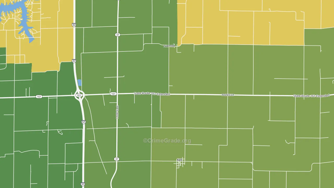 Kell, IL Map of Burglary Rates