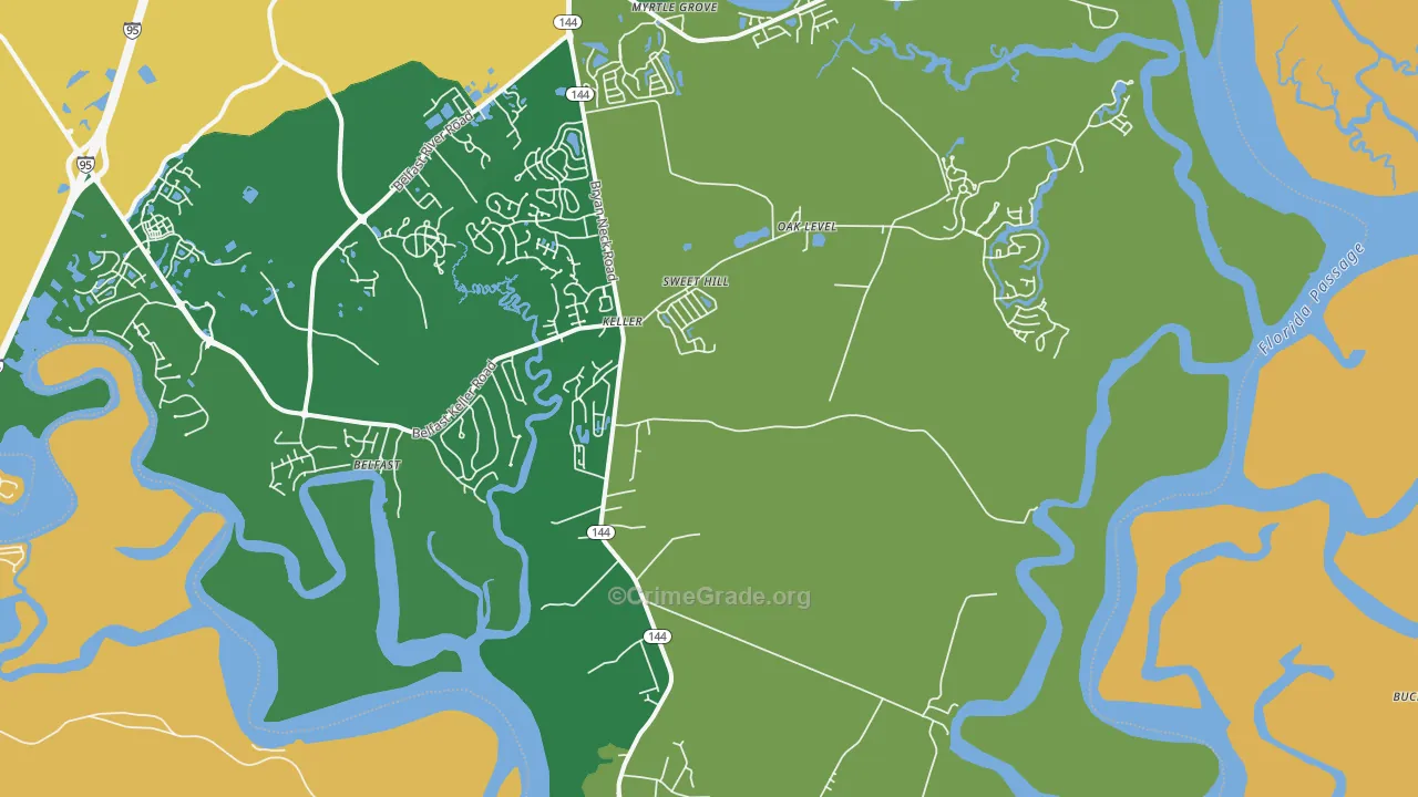 Keller, GA Map of Burglary Rates