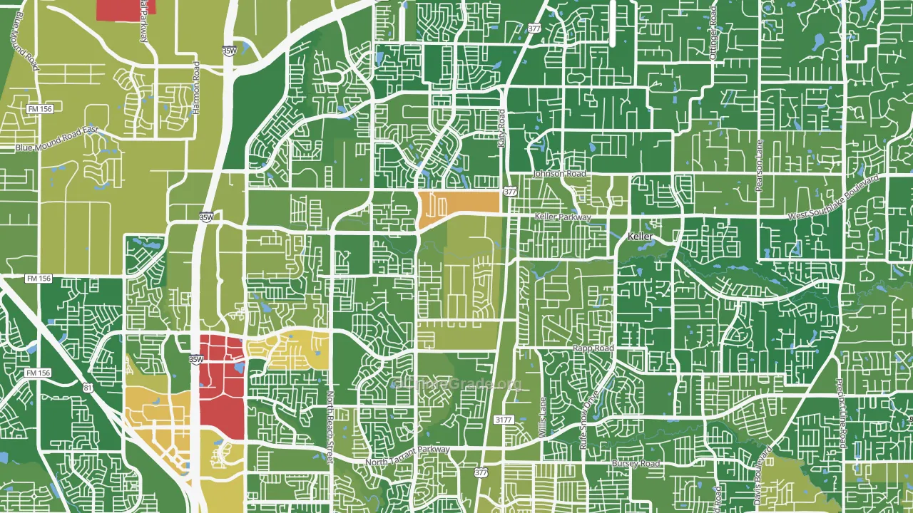 Keller, TX Map of Burglary Rates