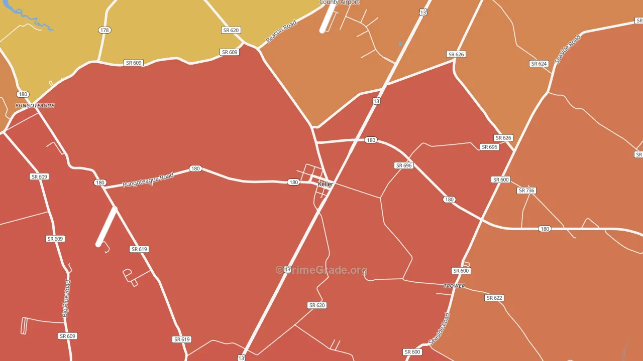 Keller, VA Map of Burglary Rates
