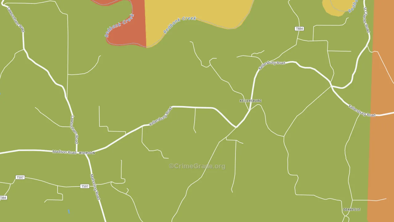 Kellersburg, PA Map of Burglary Rates