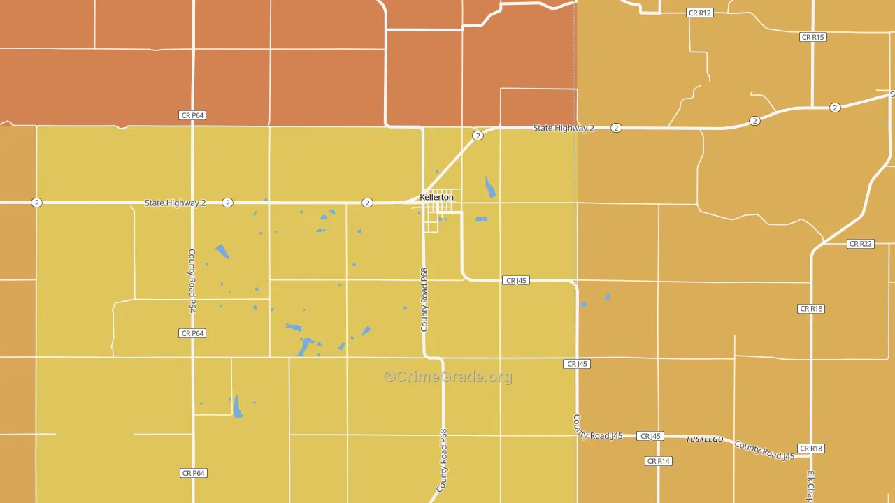 Kellerton, IA Map of Burglary Rates