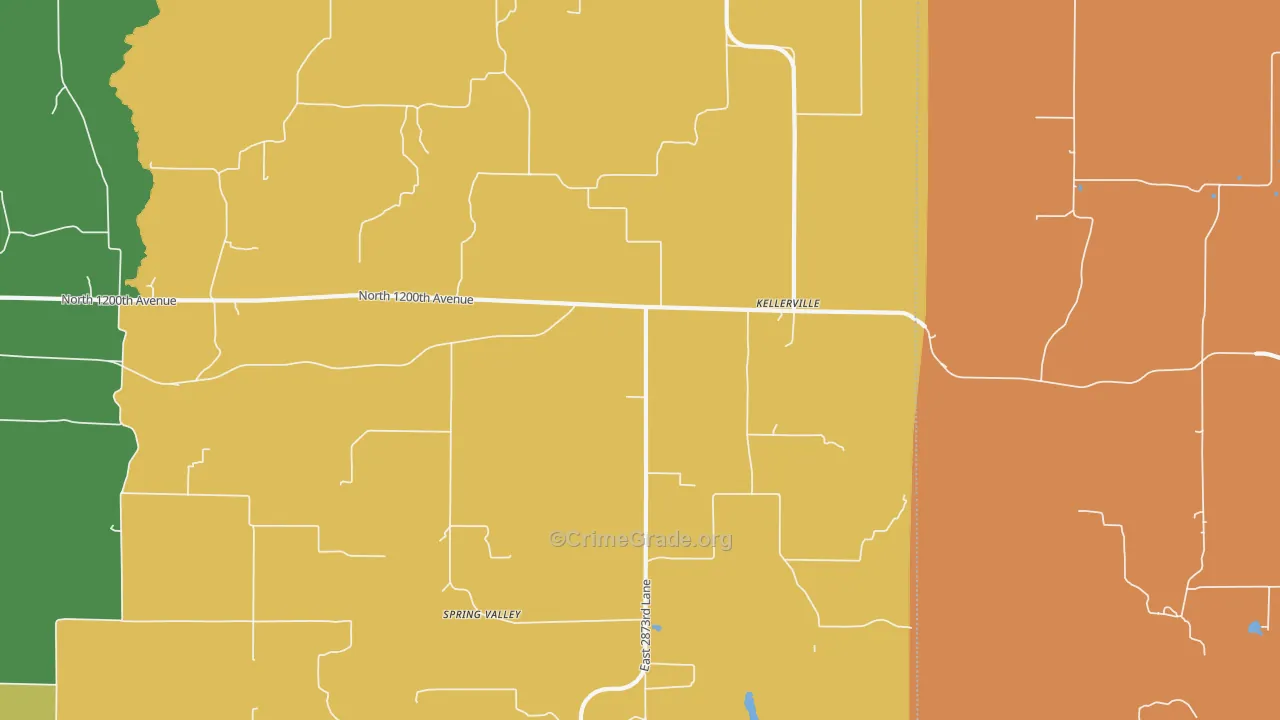 Kellerville, IL Map of Burglary Rates