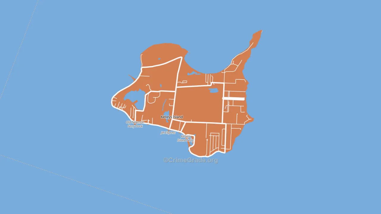 Kelleys Island, OH Map of Burglary Rates