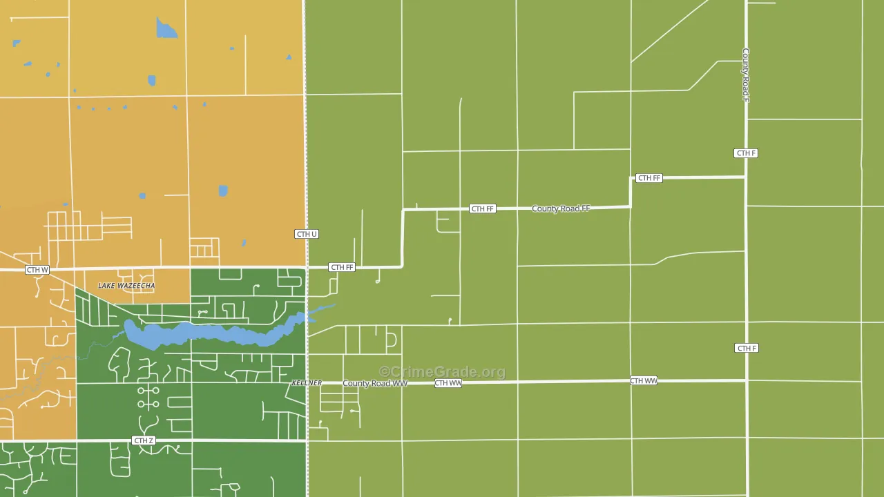 Kellner, WI Map of Burglary Rates
