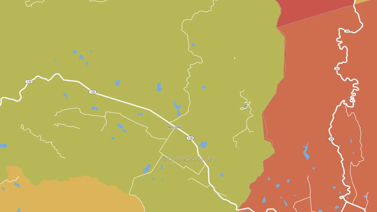 Kellog, CA Map of Burglary Rates