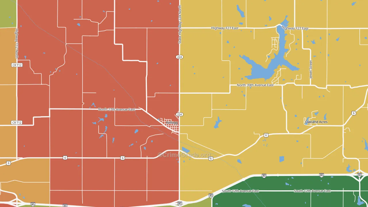 Kellogg, IA Map of Burglary Rates