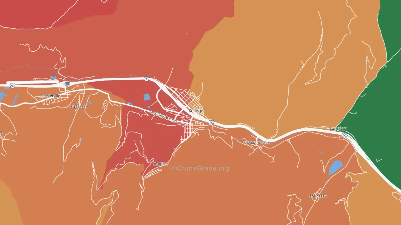 Kellogg, ID Map of Burglary Rates