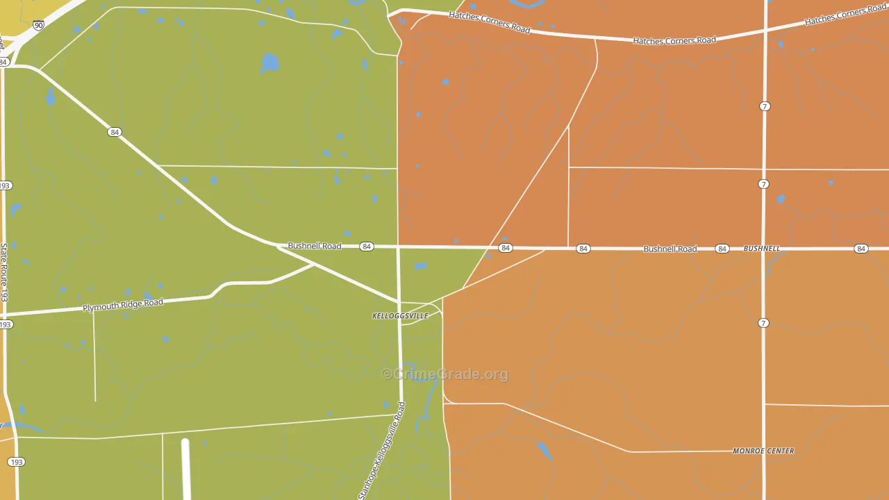 Kelloggsville, OH Map of Burglary Rates