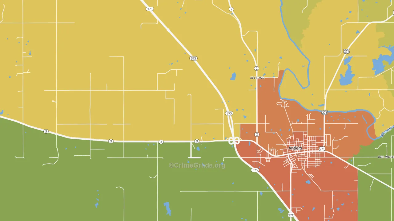 Kellond, OK Map of Burglary Rates