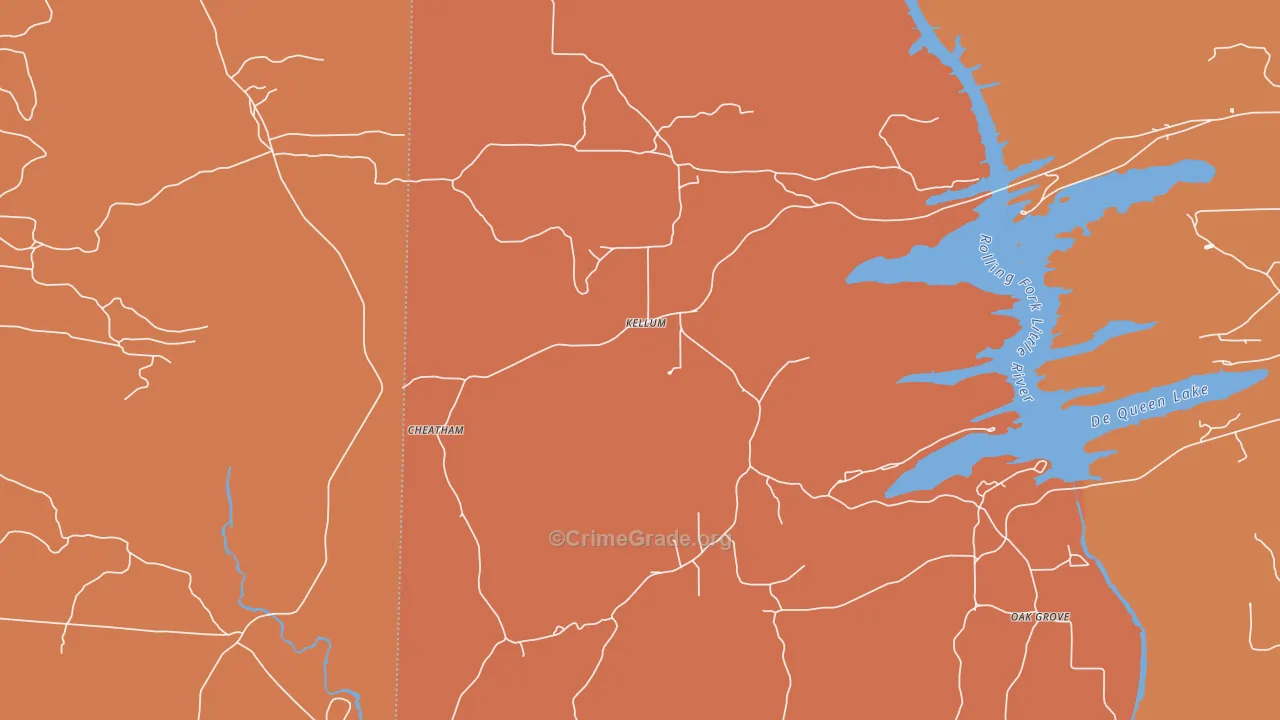 Kellum, AR Map of Burglary Rates