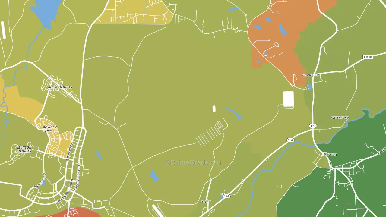 Kelly, AL Map of Burglary Rates