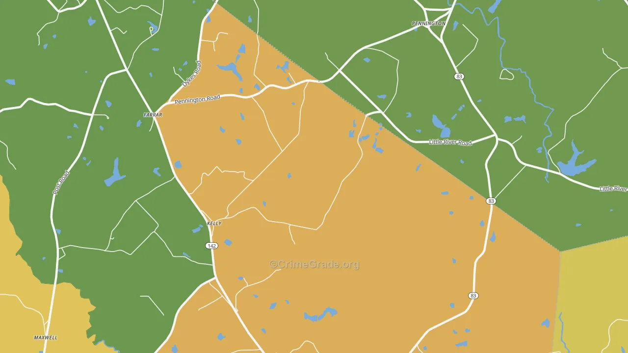 Kelly, GA Map of Burglary Rates