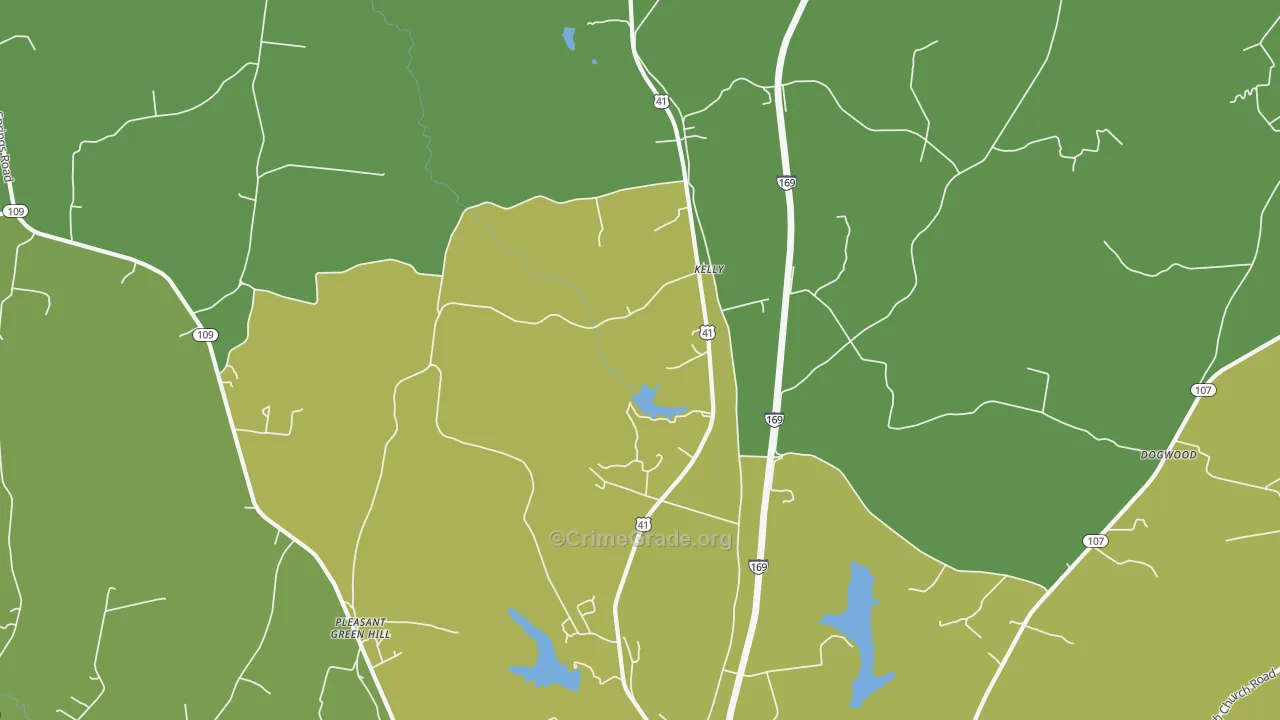 Kelly, KY Map of Burglary Rates