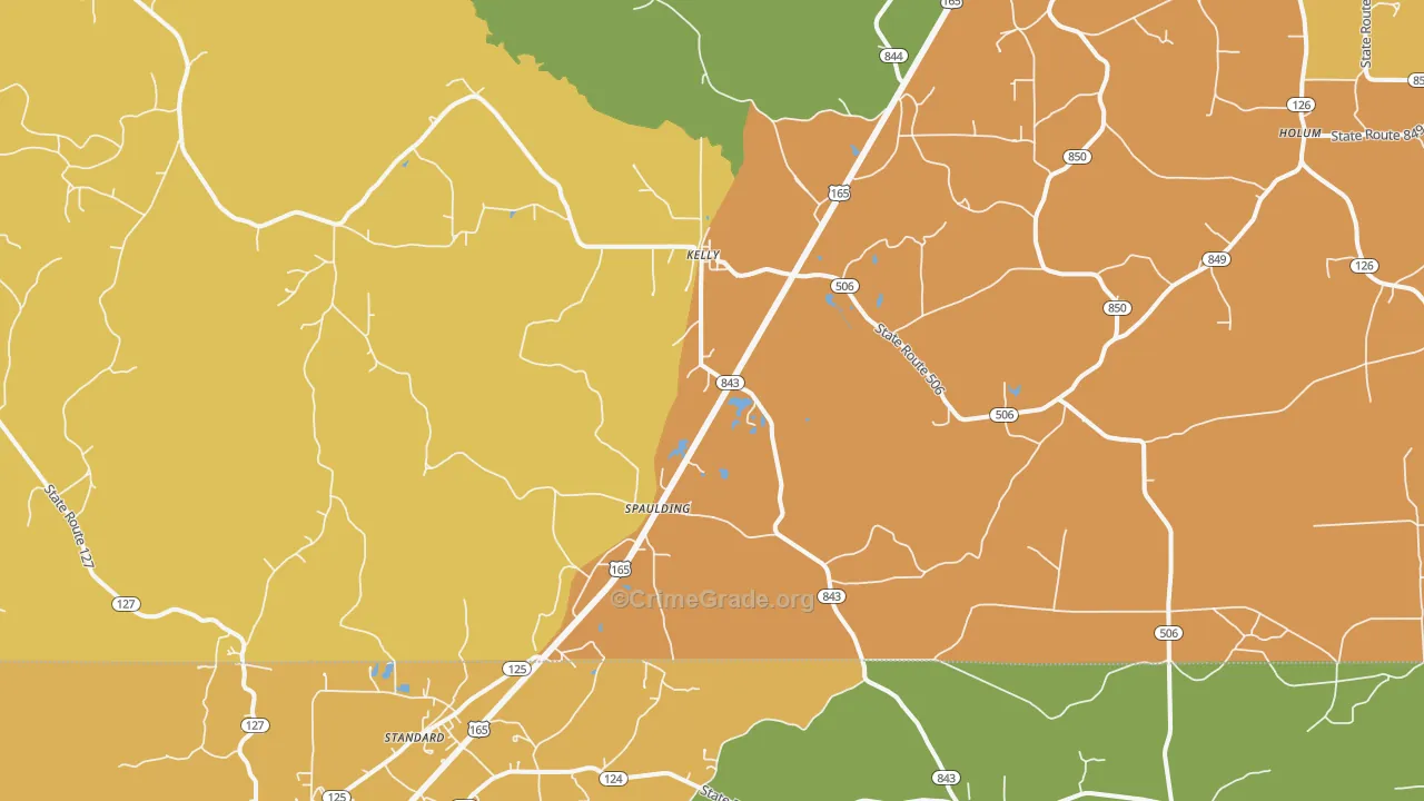 Kelly, LA Map of Burglary Rates
