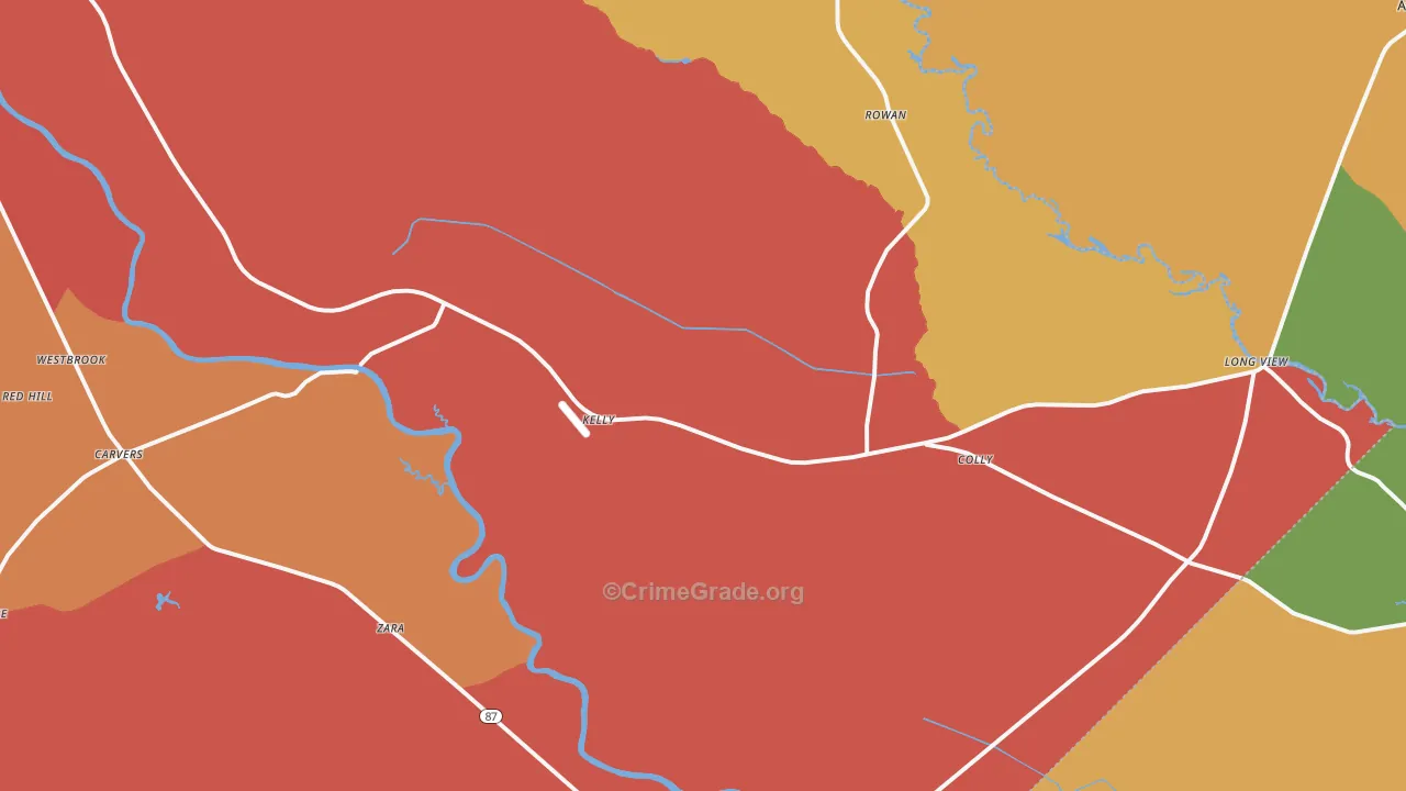 Kelly, NC Map of Burglary Rates
