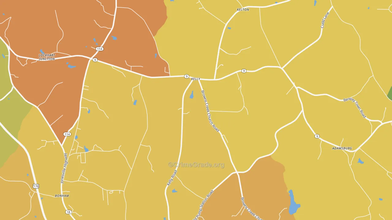 Kelly, SC Map of Burglary Rates