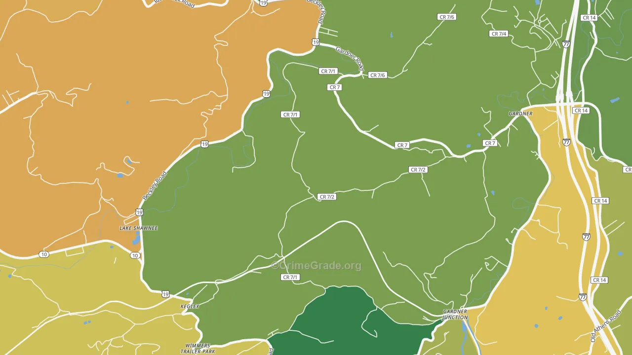 Kellysville, WV Map of Burglary Rates