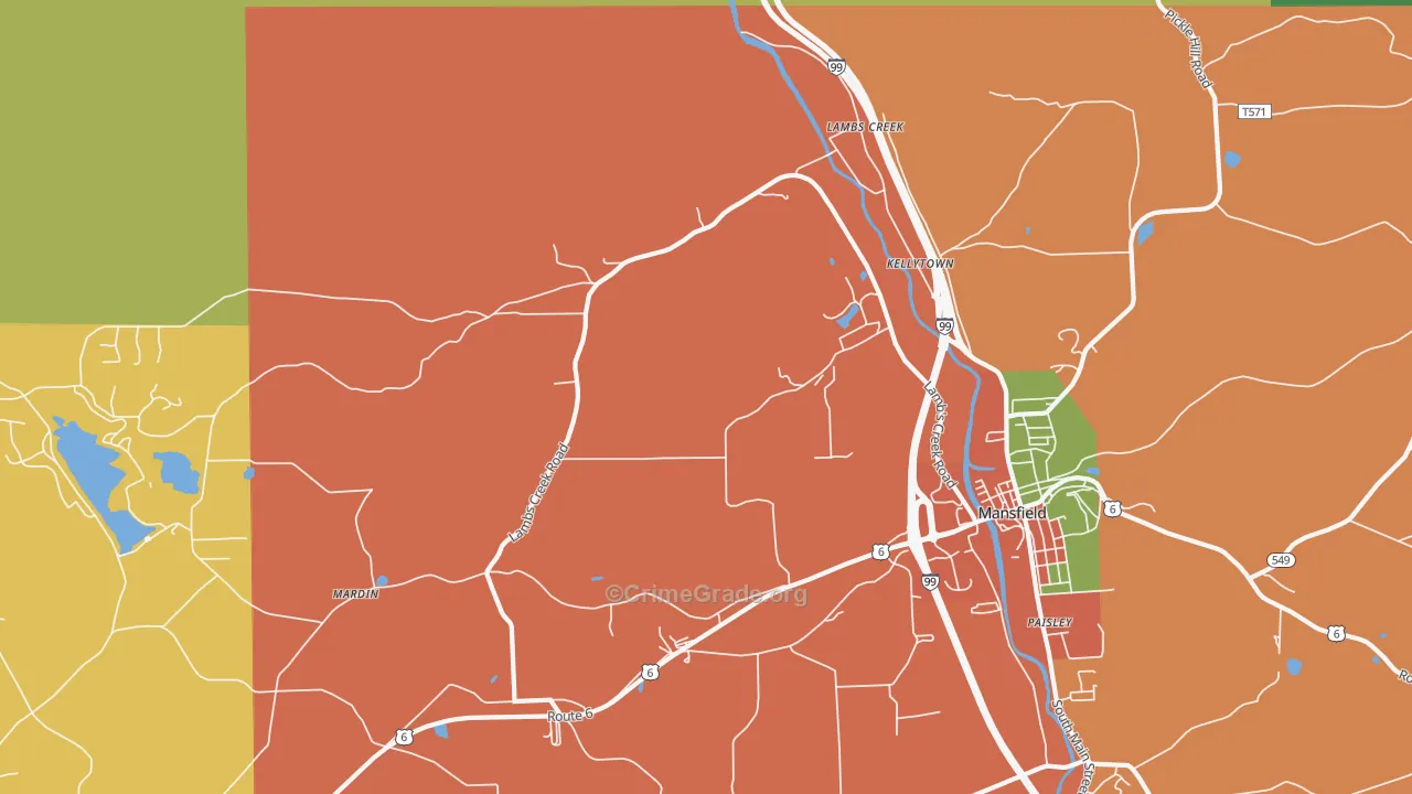 Kellytown, PA Map of Burglary Rates