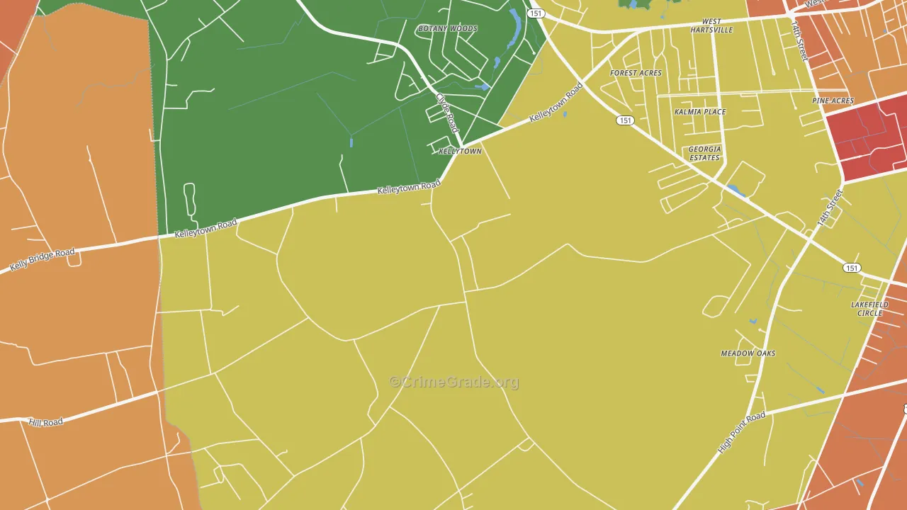 Kellytown, SC Map of Burglary Rates