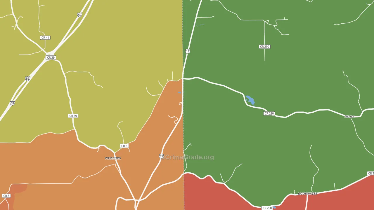 Kelona, MS Map of Burglary Rates