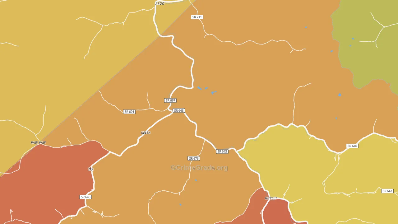 Kelsa, VA Map of Burglary Rates