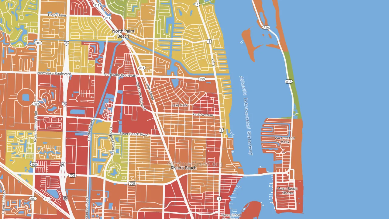 Kelsey City, Lake Park, FL Map of Burglary Rates