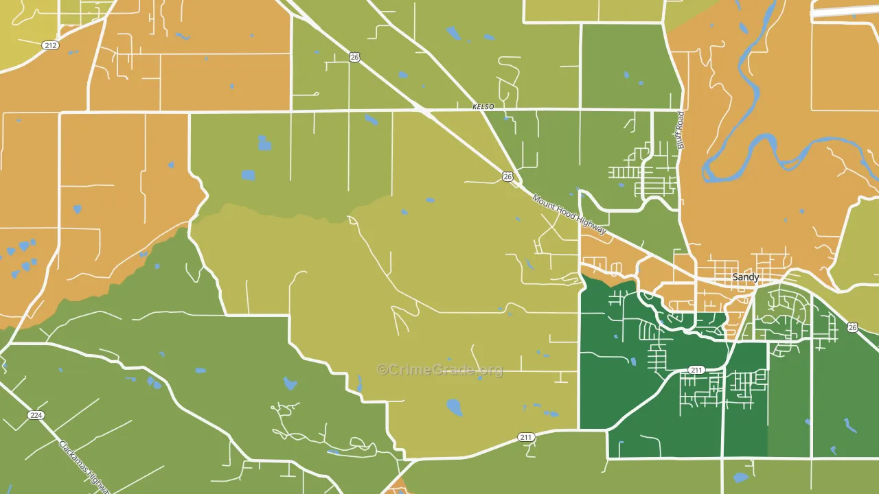 Kelso, OR Map of Burglary Rates