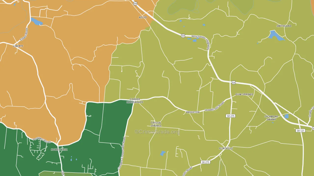Kelso, TN Map of Burglary Rates