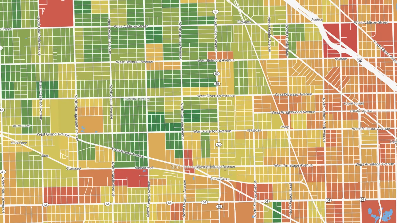 Kelvyn Grove, Chicago, IL Map of Burglary Rates